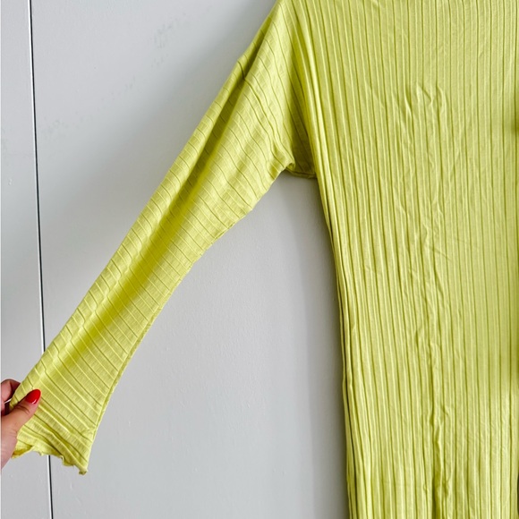 NWT- SIMON MILLER- RIB Zippie Dress in Kiwi/ Swing Yellow long sleeve - Picture 15 of 17